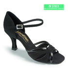 IDS: женские латина каблук 2 	IDS	(R),	2.5 	IDS  [Sophie] (Чёрн.нубук/чёрн.лак.кожа) р.2-8 вкл. 1/2