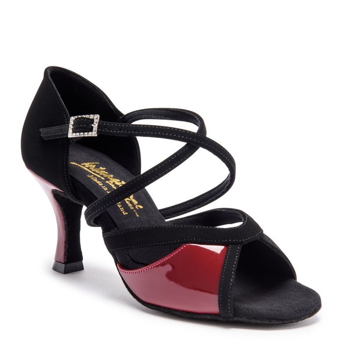 IDS: женские для социальных танцев каблук 1 1/2-2-2 1/2-3-3 1/2   [Bianca] (BLACK NUBUCK/MERLOT PATENT) р.3-8 вкл. 1/2