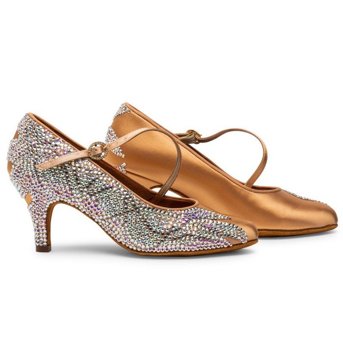 IDS: женские стандарт Каблук 2-2 1/2-3  [ICS RoundToe SingleStrap BY LAUREN] (PEACH SATIN) р.2-8 вкл. 1/2