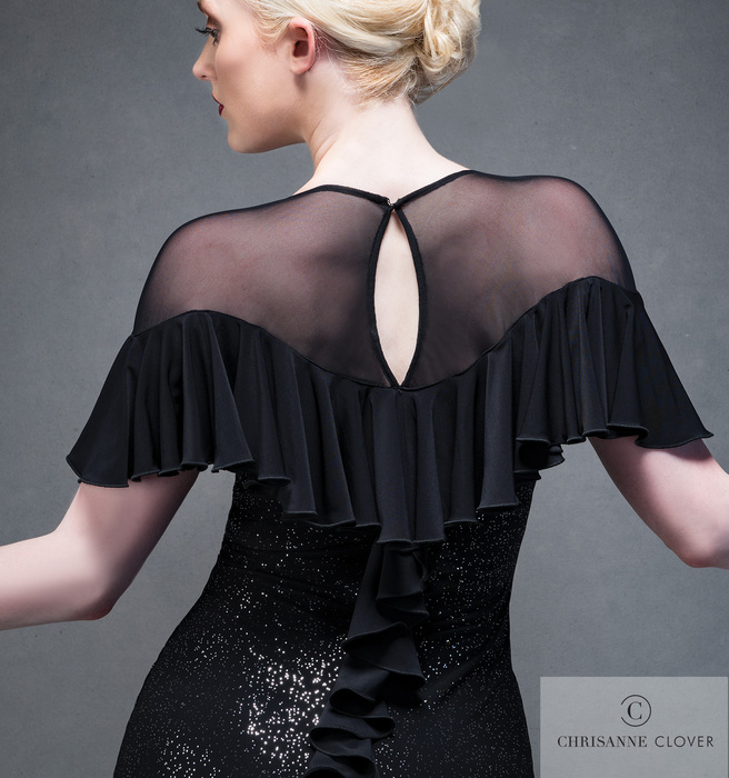 CHRISANNE: женская танцевальная одежда платье для латины  [TAYA] (black-silver) р.XS,S,M,L