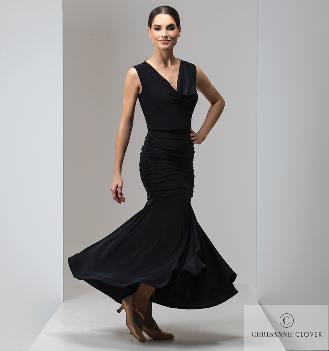 CHRISANNE: женская танцевальная одежда юбка для стандарта  [SICILY] (Чёрная) р. XS,S,M,L