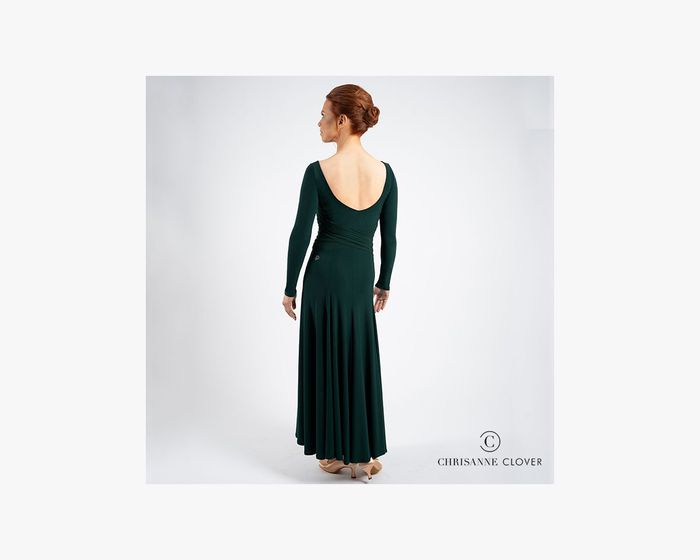 CHRISANNE: женская танцевальная одежда платье для стандарта  [NOEMI] (Forest Green) р.XS,S, M, L, XL