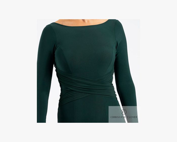 CHRISANNE: женская танцевальная одежда платье для стандарта  [NOEMI] (Forest Green) р.XS,S, M, L, XL