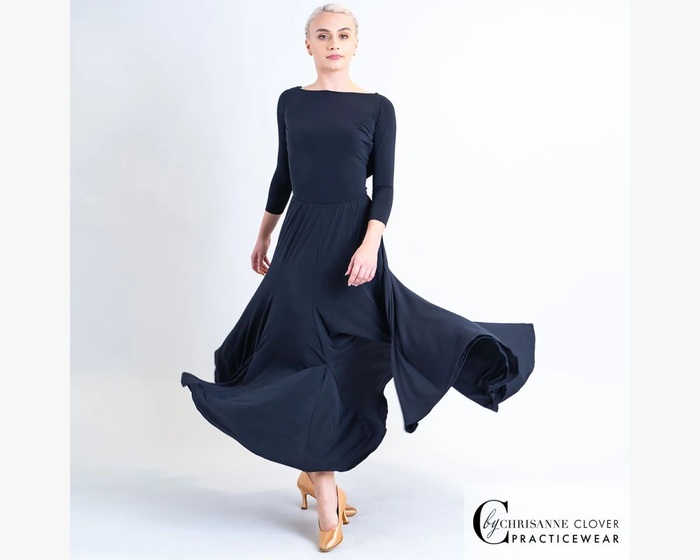 CHRISANNE: женская танцевальная одежда юбка для стандарта  [CAPELLA] (Чёрная) р.XS,S, M, L, XL