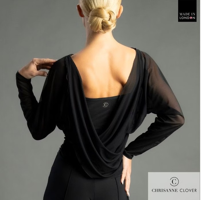 CHRISANNE: женская танцевальная одежда топ  [CHARLOTTE 25] (чёрный) р.XS, S, M, L, XL