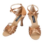 Kentdance: женские латина каблук 7,5 и 8 см Flare  [Luna BX] (Havana Satin) р.20,5-26,5